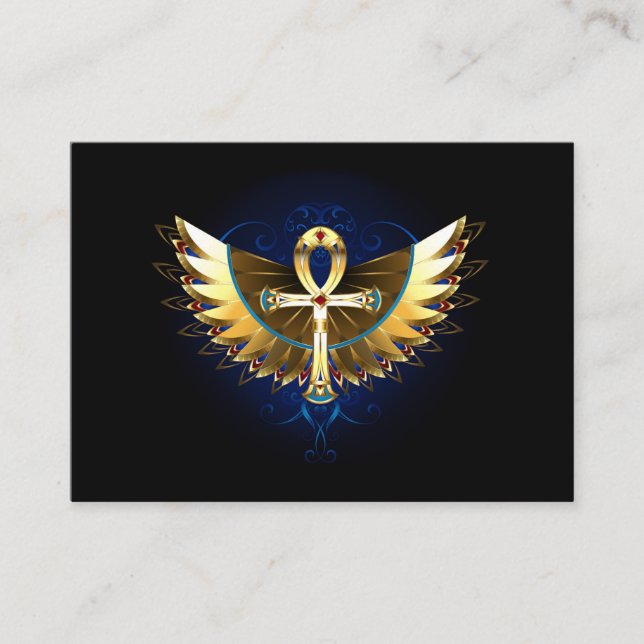 Gold Ankh with Wings Business Card (Front)