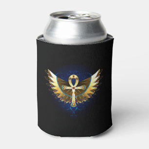 Gold Ankh with Wings Can Cooler