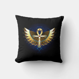 Gold Ankh with Wings Cushion