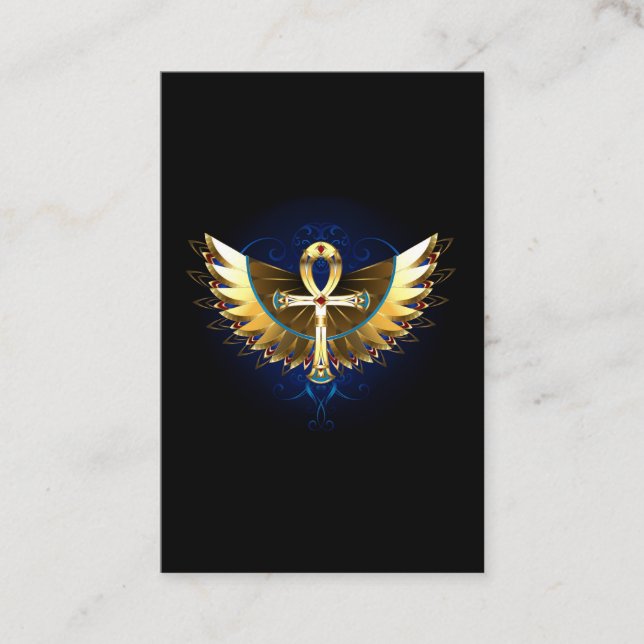 Gold Ankh with Wings Discount Card (Front)