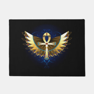 Gold Ankh with Wings Doormat