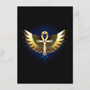 Gold Ankh with Wings Enclosure Card