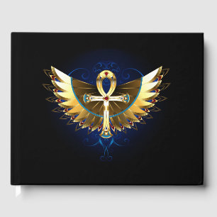 Gold Ankh with Wings Guest Book