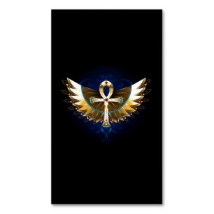 Gold Ankh with Wings Magnetic Business Card