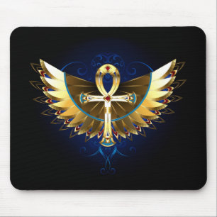 Gold Ankh with Wings Mouse Pad