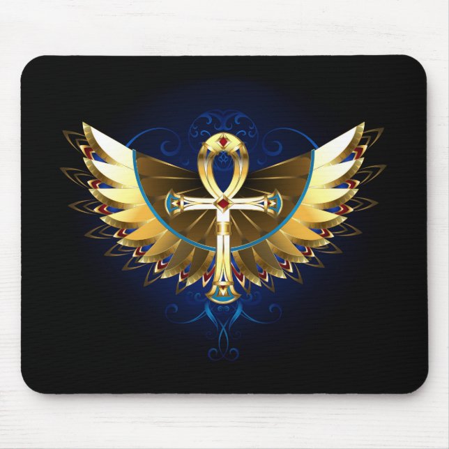 Gold Ankh with Wings Mouse Pad (Front)