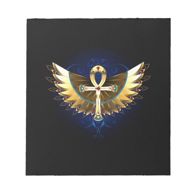 Gold Ankh with Wings Notepad (Front)
