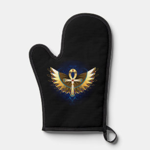 Gold Ankh with Wings Oven Mitt