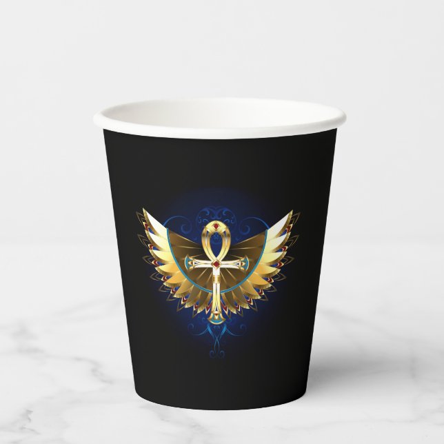 Gold Ankh with Wings Paper Cups (Front)