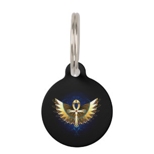 Gold Ankh with Wings Pet Tag