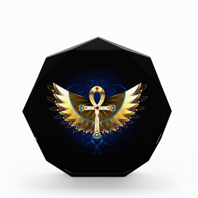 Gold Ankh with Wings Photo Block (Front)