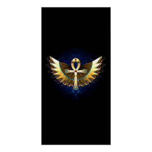 Gold Ankh with Wings Poster