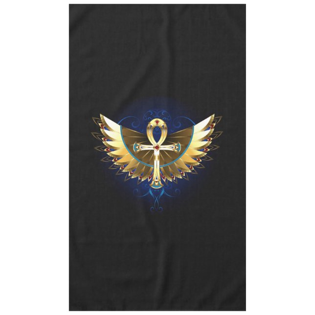 Gold Ankh with Wings Tablecloth (Front)