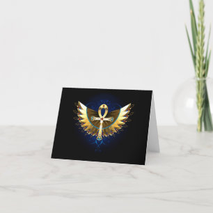 Gold Ankh with Wings Thank You Card