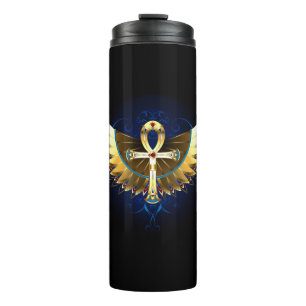 Gold Ankh with Wings Thermal Tumbler