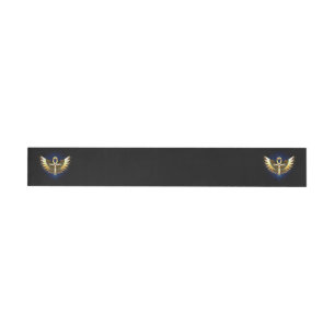 Gold Ankh with Wings Wraparound Address Label