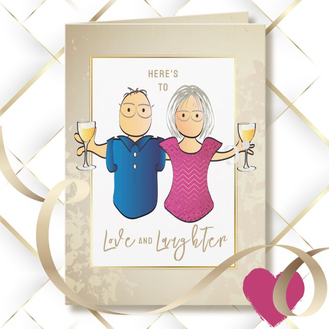 Gold Anniversary Couple Cartoon Congratulations Card (Creator Uploaded)