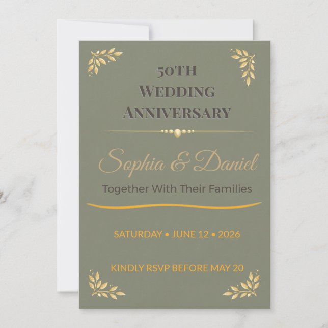 Gold Anniversary Invite | Elegant Love Design (Front)