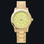Gold Anniversary Monogram Watch<br><div class="desc">Gold Anniversary Monogram Golden Bracelet Watch. Gold brushed metal dial face with Golden anniversary wish, "Forever Yours" and name of the person giving the gift. Customise and personalise the text on the dial and add your own text, name, monogram.Click the "Customise it" button to change the colour of the text....</div>
