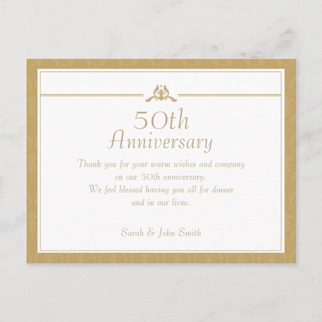 Gold Anniversary Thank You Postcard (Front)