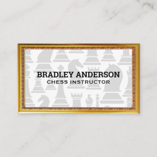 Gold Antique Border Chess Pieces Business Card