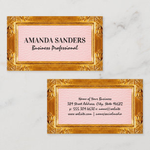 Gold Antique Frame Leather Business Card