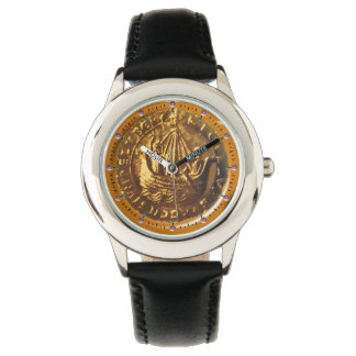 GOLD ANTIQUE SHIP ,GALLEON COIN Wax Seal Watch
