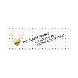 Gold Antlers   Holiday Return Address Label