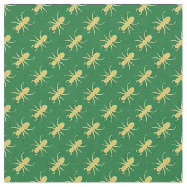 Gold ants on green fabric (Close Up)