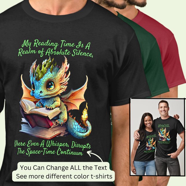 Gold Aqua Baby Dragon Warning Reading Book Voice T-Shirt (Creator Uploaded)