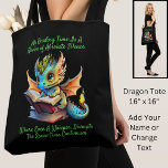 Gold Aqua Baby Dragon Warning Reading Book Voice Tote Bag<br><div class="desc">Gold Aqua Baby Dragon,  Warning About Talking While Reading Book Design - You Can Edit the Text to a different message - See lots more great Dragon Gifts in the Store!</div>