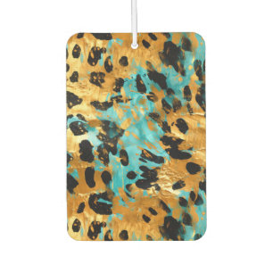 Gold Aqua Black Leopard Animal Car Air Freshener