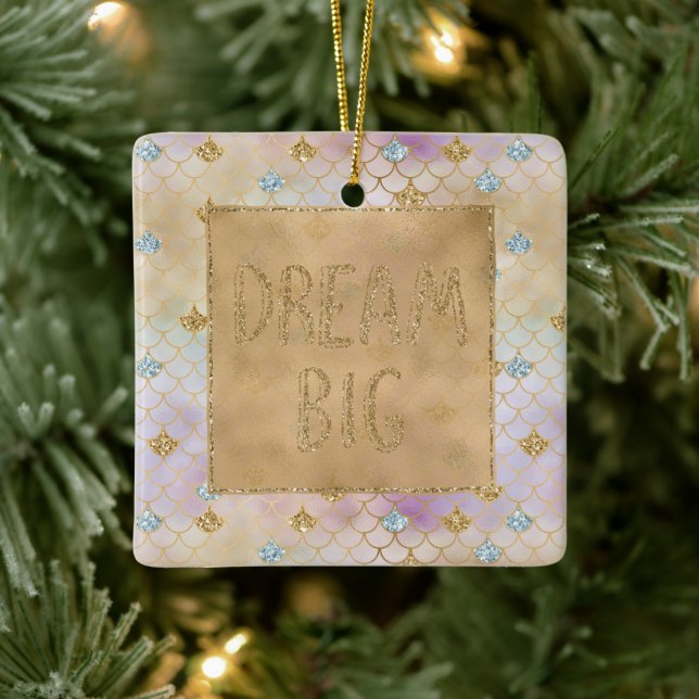Gold Aqua Glitter Dream Purple Mermaid          Ceramic Ornament (Tree)