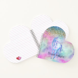 Gold Aqua Glitter Purple Unicorn Sparkle Notebook