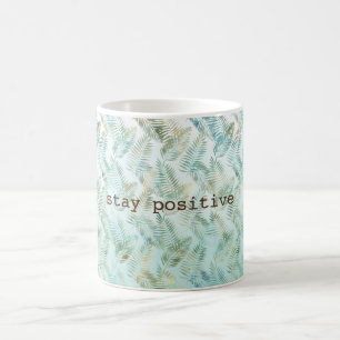Gold Aqua Green Tropical Leaves Coffee Mug