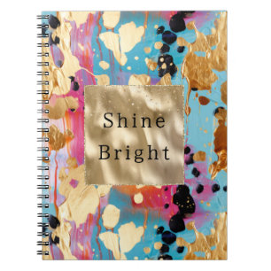 Gold Aqua Pink Abstract Leopard  Notebook