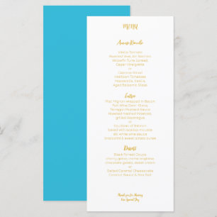 Gold Aqua Wedding Menu