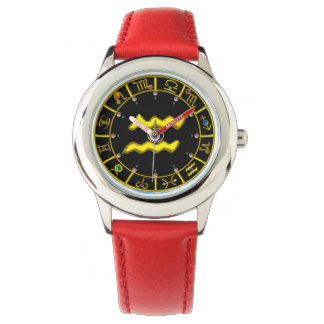 GOLD AQUARIUS AND ZODIACAL SIGNS CHART,GEMSTONES WATCH