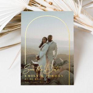 Gold Arch Modern Minimal Photograph Save the Date 