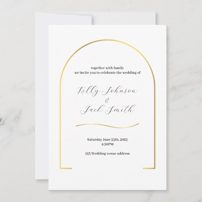Gold Arch Modern Wedding Invitation (Front)