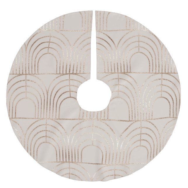 Gold Arch Tiles Art Deco. Brushed Polyester Tree Skirt (Front)