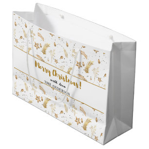 Gold Arch White Christmas Elegant Modern Large Gift Bag