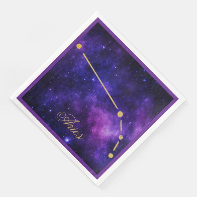 Gold Aries Constellation on Dark Galaxy | Napkin (Corner)