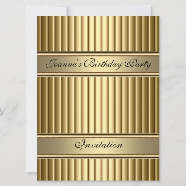 Gold Art Deco Birthday Party Invitation Gold (Front)