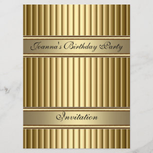 Gold Art Deco Birthday Party Invitation Gold