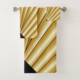 Gold Art Deco Design Bath Towel Set