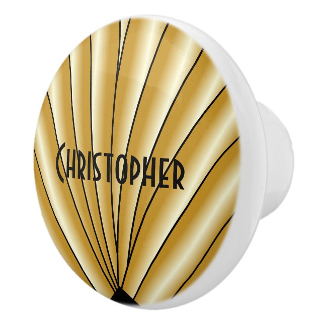 Gold Art Deco Design Ceramic Knob (Right)