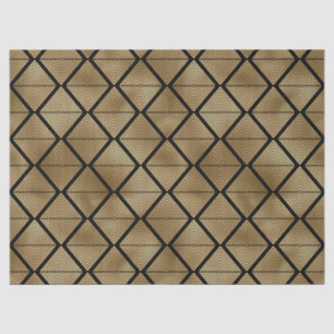 Gold Art Deco Diamonds on Black Decoupage Tissue Paper