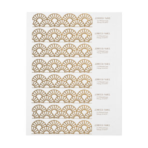 Gold Art Deco Fan Envelope Address Wrap Label