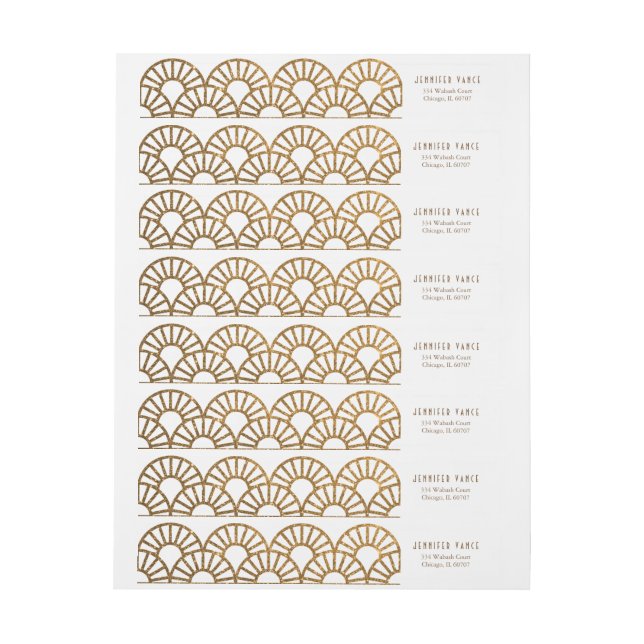 Gold Art Deco Fan Envelope Address Wrap Label (Sheet)